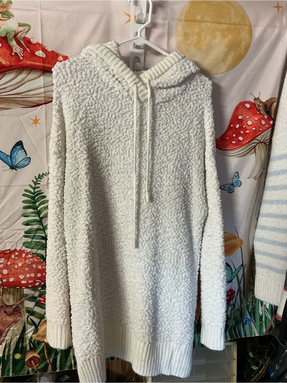 Zenana Outfitters Cream Bouclé Hooded Sweater